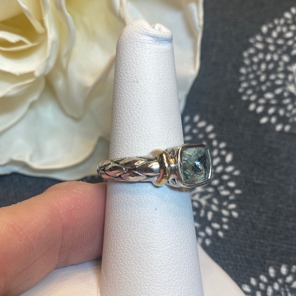 Effy Sterling Silver and 18K Ring with Light Green Gemstone😍Very Pretty! - Picture 3 of 11